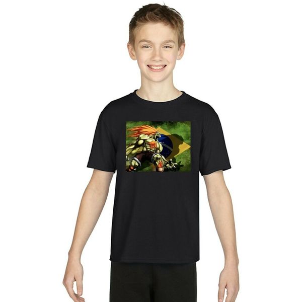 

boy t-shirt video game blanka playstation xbox, White;black