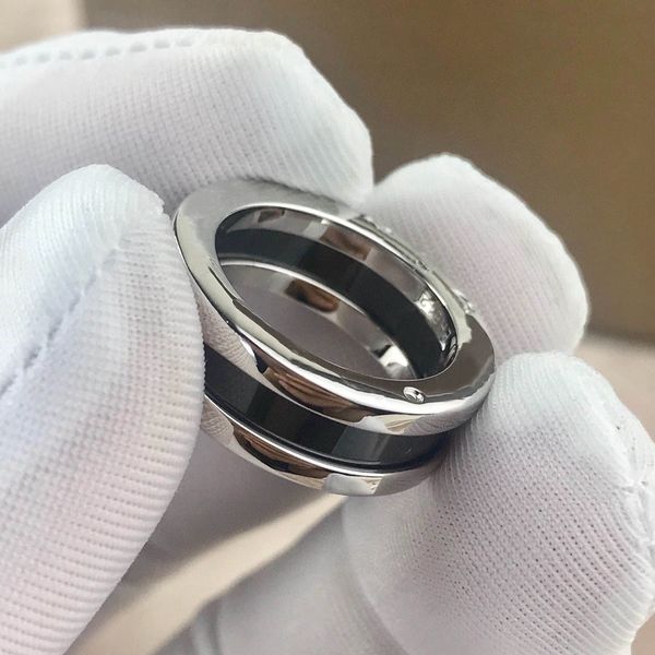 Anéis de cerâmica preta fashion bague anillos para homens e mulheres noivado joias de casamento estilo casal presente para amante com caixa NRJ