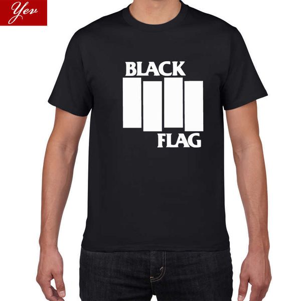 Bandeira preta banda de rocha de verão t-shirt hip hop homens camiseta 100% algodão de manga curta redonda pescoço tae rua desgaste roupas pok 210629
