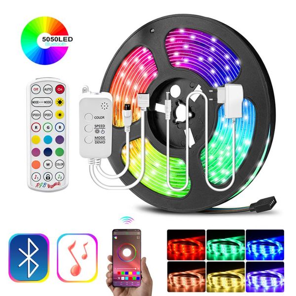 

strips bluetooth rgb led strip lights 12v 5m 10m 15m smd flexible ribbon waterproof app operate remote control diode tape backlight