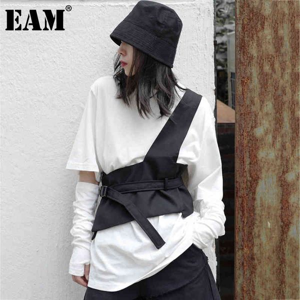 

[eam] women loose fit black sashes asymmetrical casual vest v-collar sleeveless fashion spring summer 1dd7348 21512, White