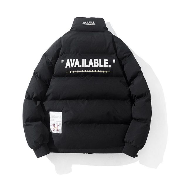 

men's down & parkas stand collar men winter jackets and coat streetwear printed harajuku thick lbz161, Black