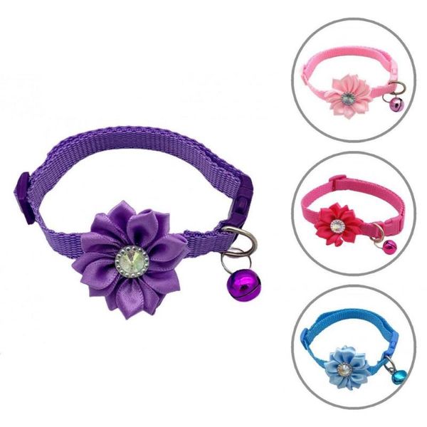 

dog collars & leashes fine workmanship pretty pet dogs cats flower collar with bell adorable kitten mild to skin for small