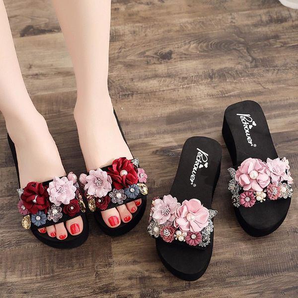 

slippers sagace female summer shoes women platform wedges high heels fish mouth sandals thick bottom ladies slides, Black