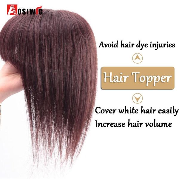 

synthetic wigs aosi hair er toupee hairpiece 3 clip in one piece with bangs for women heat resistant, Black