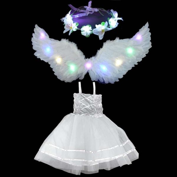 

party decoration white led light feather fairy angel wings glowing flower wreath gift home decor wedding birthday