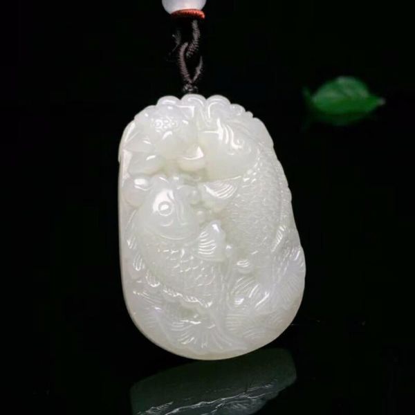 

lockets h47#exquisite hetian jade squid pendant, Silver