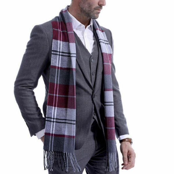 

scarves mens scotland soft scarf wool check plaid winter warm shawl neck wrap long fashion men wraps, Blue;gray