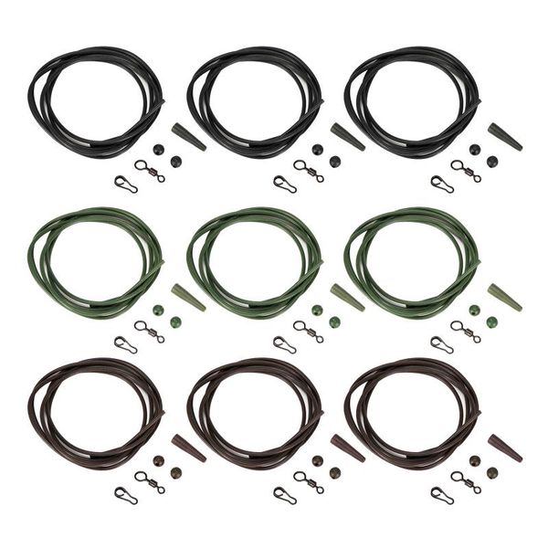 

fishing accessories 3 set rig tubing tube carp helicopter chod hair protect sleeves hose bead eye swivel clips kits
