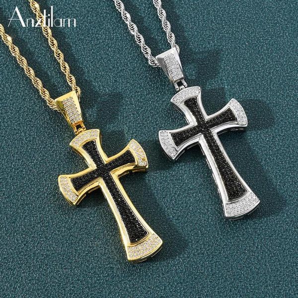 

bling iced out + zircon fashion cross pendants long link chain classic necklace for man women pendant necklaces, Silver