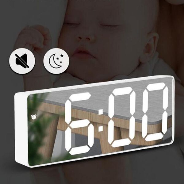 

digital mirror alarm clock table wake up light electronic desk & clocks