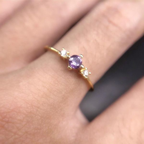 

wedding rings chic dainty cute women's fashion purple plated zircon valentine's day gift jewelry, Slivery;golden