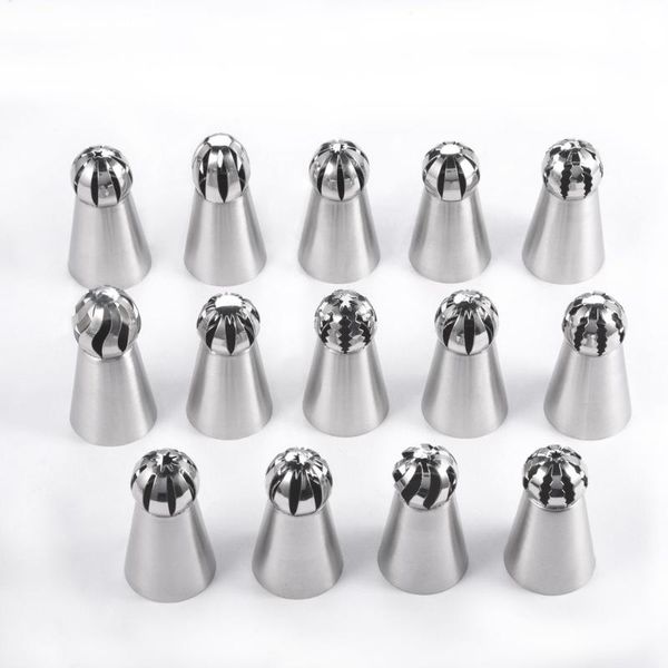 

baking & pastry tools 14 pcs/set sphere ball tips russian icing piping nozzles cake decor stainless steel and fondant mold drop ship