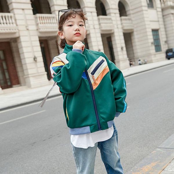 

jackets girls spring and autumn parent-child baseball uniform jacket 2021 western style casual trend, Blue;gray