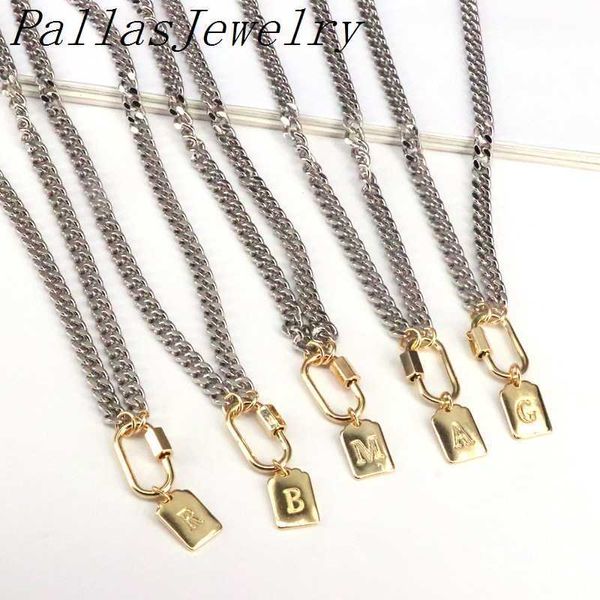 

5pcs 26 letters choker necklaces for women statement necklace alphabet letters pendant metal link chain necklace gift x0707, Silver