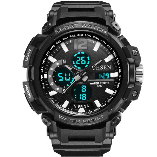 

wristwatches ohsen men sports watch military watches led quartz dual display waterproof outdoor sport men's relogio masculino, Slivery;brown