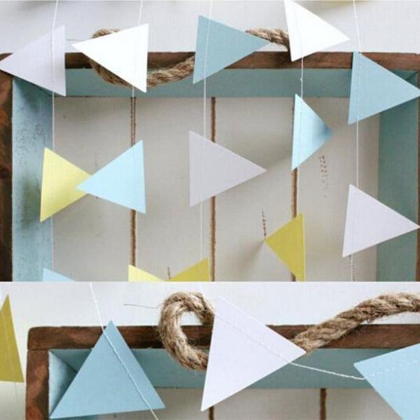 

party decoration 2m girl&boy baby shower paper mini flags banner garland pennant pink white blue for baptism hanging suppliers1