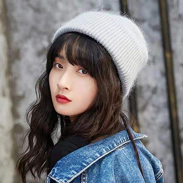 

beanie/skull caps dt023 autumn winter hair skullies hat fashion warm beanies hats casual women solid cover head, Blue;gray