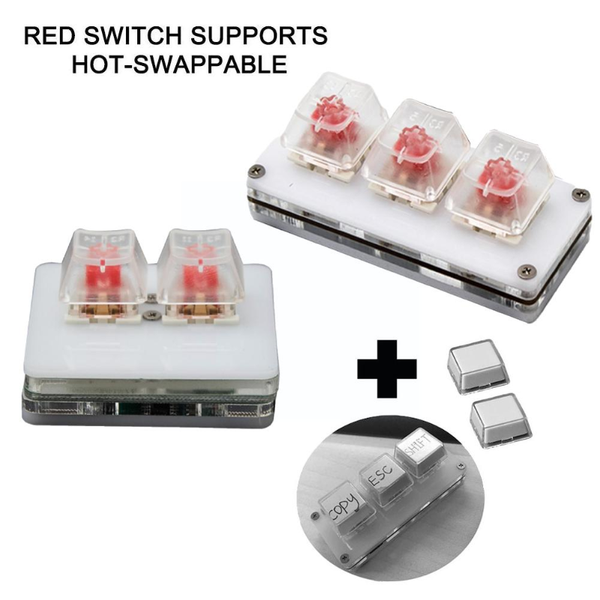 

keyboards red switch 2/3 keys usb swap keyboard mini keypad mechanical osu diy custom programming gaming keycaps q7m5