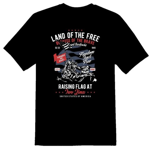 

land of the because of the brave tee shirt black or white, White;black