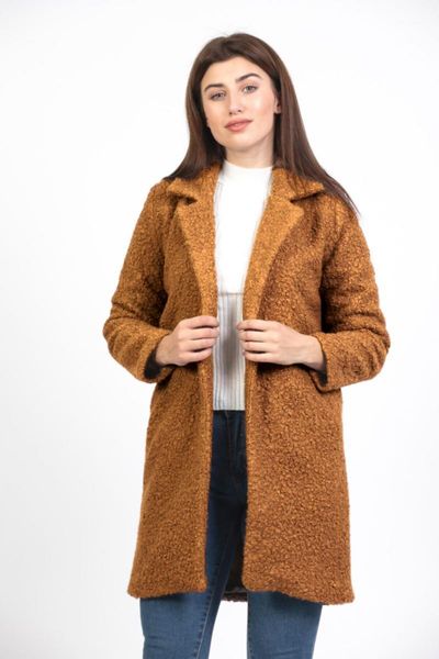 

women's wool & blends women boucle coat, Black
