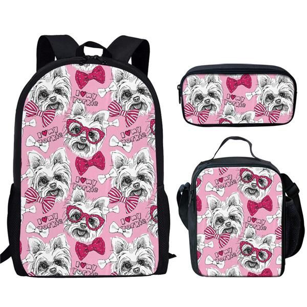 

school bags kids cute dog print for teenage girls children 3d puppy yorkshire terrier backpack student schoolbag