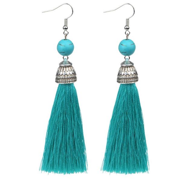 

style long tassel bohemia dangle earrings for women fashion statement boho jewelry party charms drop female & chandelier, Silver