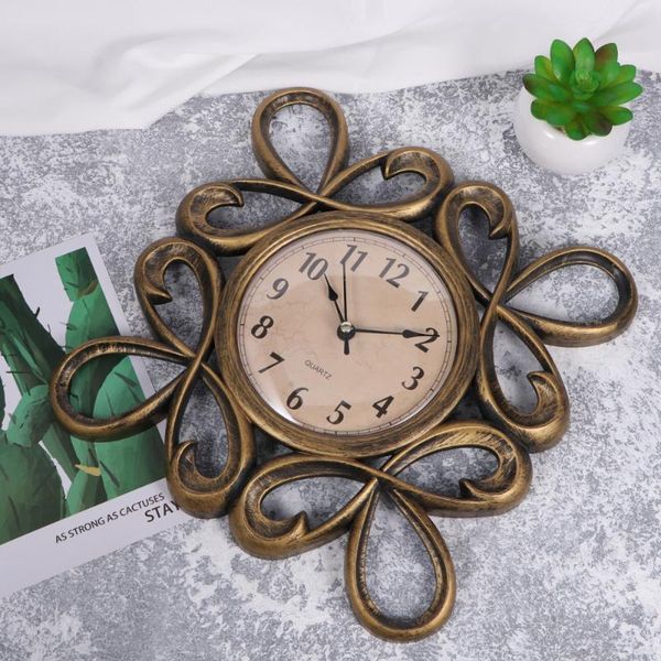 

vintage dial clock european hollowed-out silent 3d large decorative wall for living room bedroom kitchen(golden) clocks