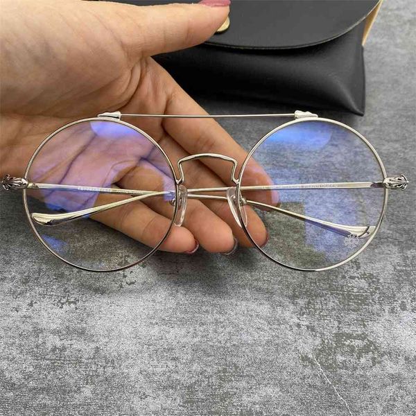 

80% off store online crosin glasses frame double beam round big personality versatile men and women flat lens, White;black
