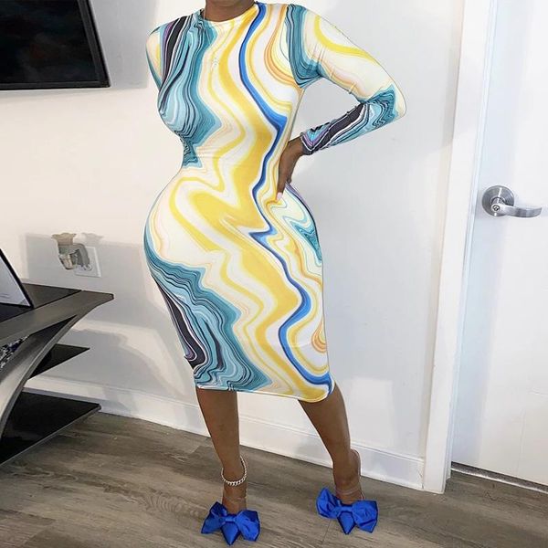 

casual dresses dress women winter o neck midi bodycon long sleeve print streetwear party club night ladies tight pencil 2021, Black;gray