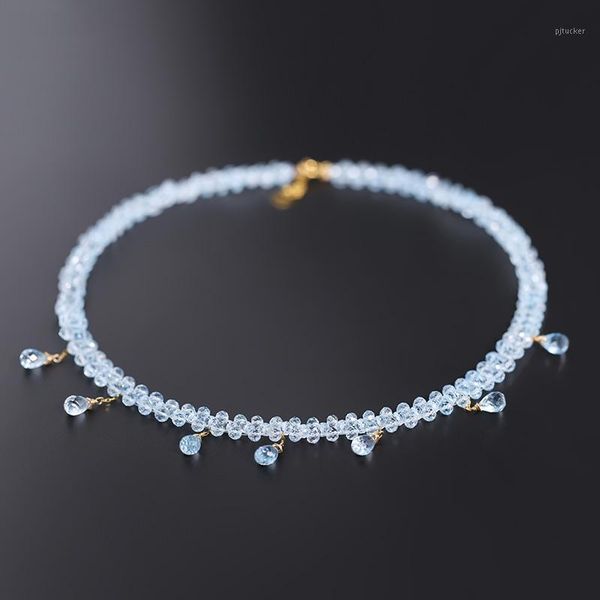 

chains daimi sky blue z necklace female natural 18k gold niche designer1, Silver