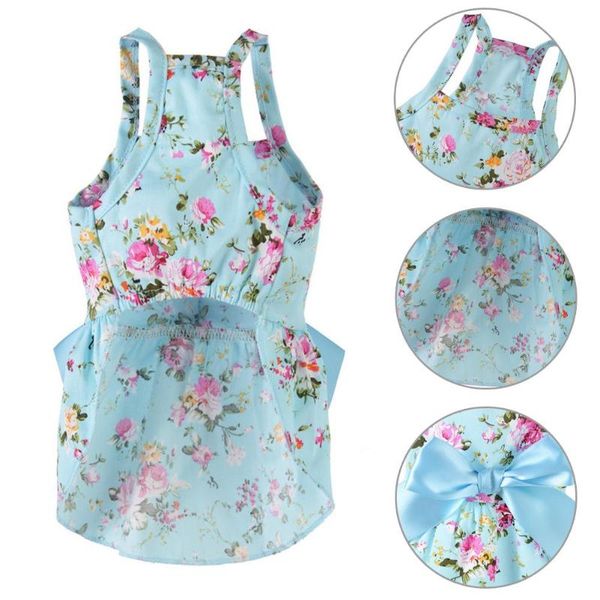 

dog apparel spring summer flower print cotton cute pet dress cat costume outfit clothes
