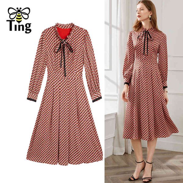 

vintage elegant print spring summer women a line dress lady retro office work casual vestidos plus size 2xl 210513, Black;gray