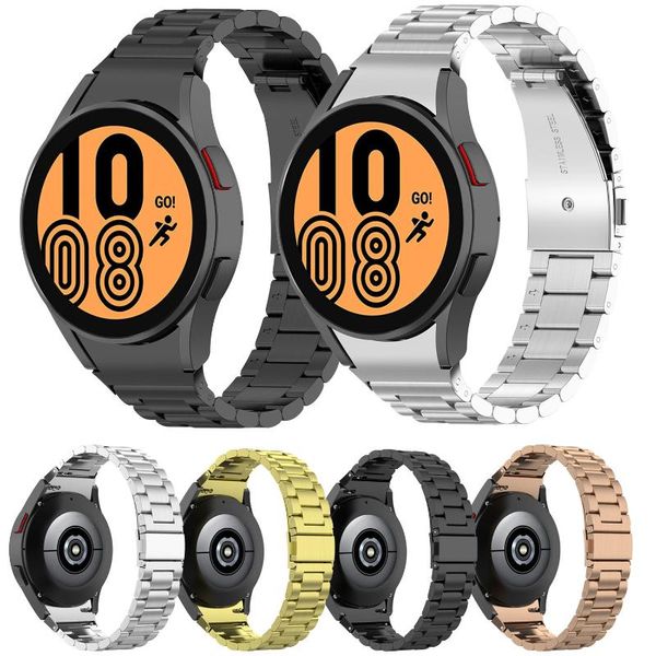 

watch bands curved end stainless steel strap for samsung galaxy 4 classic 46mm 42mm watch4 44mm 40mm band no gaps metal bracelet, Black;brown
