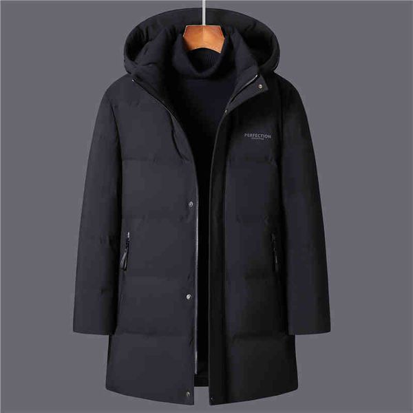 

2021 brand winter white duck coats thicken down et men hooded warm long parkas hight quality black overcoat, Black;white