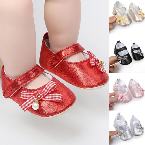 

first walkers 1 pair baby toddler shoes crib bowknot design non-slip faux leather born girls for infant accessories
