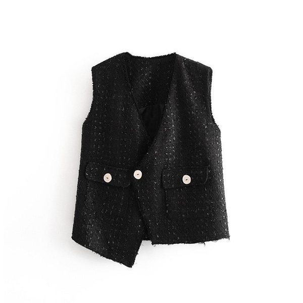 

women's jackets winter wf85-2005 european and american fashion irregular soft little sweet wind vest coat, Black;brown