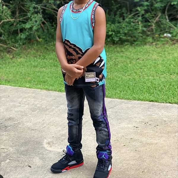 

jeans style 2021 kids denim biker custom painted trouser, Blue