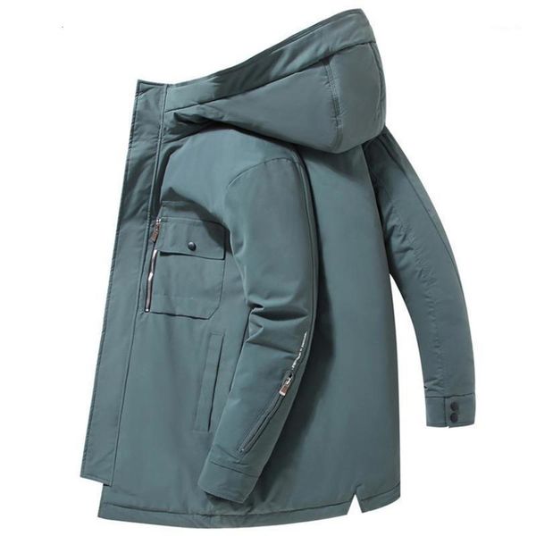 

& parkas (m-3xl)male winter long loose down jacket men's medium length korean style thickened youth overcoat hooded casual warm coat1 3, Black