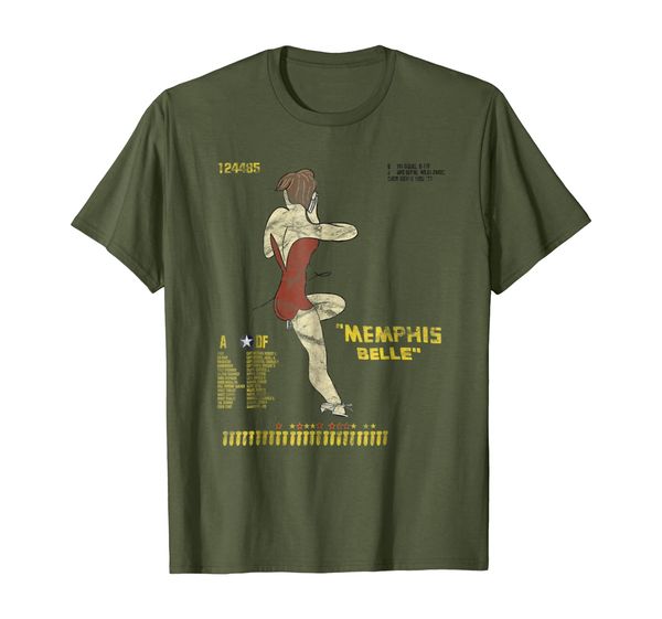 

b-17f "memphis belle" flying fortress wwii nose art t-shirt, White;black