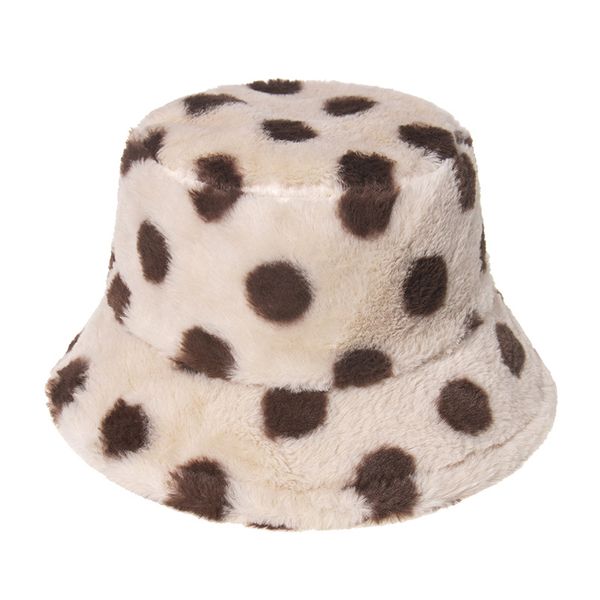 

autumn and winter chi internet celebrity black and white colored dots bucket hat travel all-matching ins style plush warm shopping bucket ha, Blue;gray