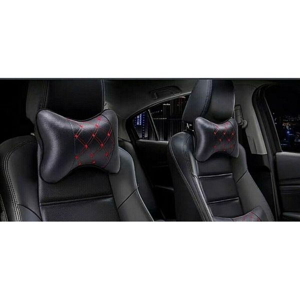 

seat cushions 2pcs set car headrest pu leapopr neck pillow cushion office accessories