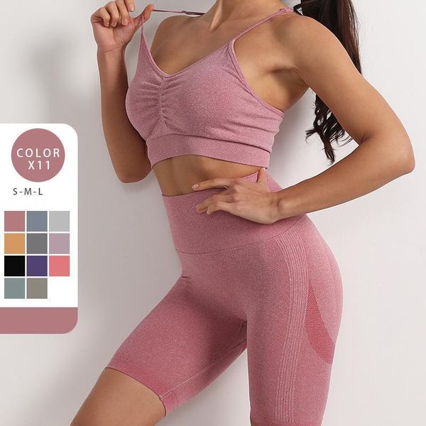 

yoga outfit summer sport set women 2pcs two piece crop bra shorts sportsuit workout seamless gym