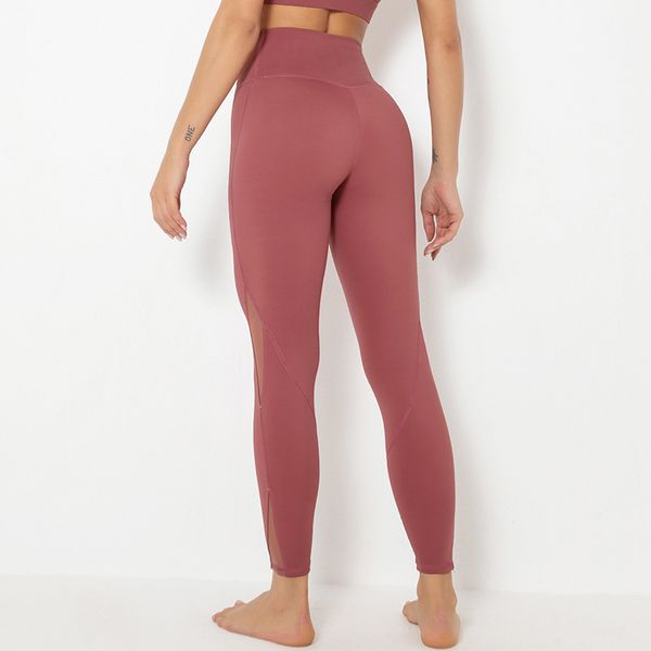 

nude yoga pants womenhigh-waist hip-lifting running tightness pants, White;red