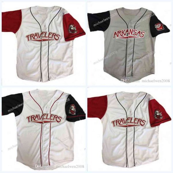 

mens arkansas travelers jerseys grey white red custom double stitched shirts high-quality, Black