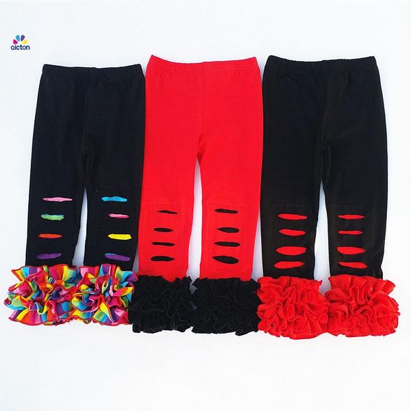 

trousers sew sassy boutique girls ruffle icing legging 2021 simple clothing hole torn cotton pants, Blue
