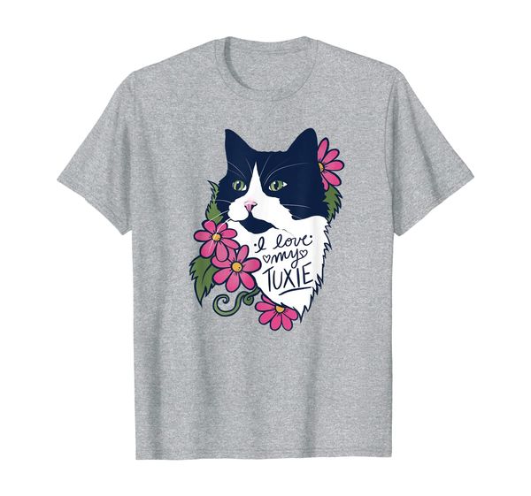 

i love my tuxie cat tuxedo cat t-shirt, White;black