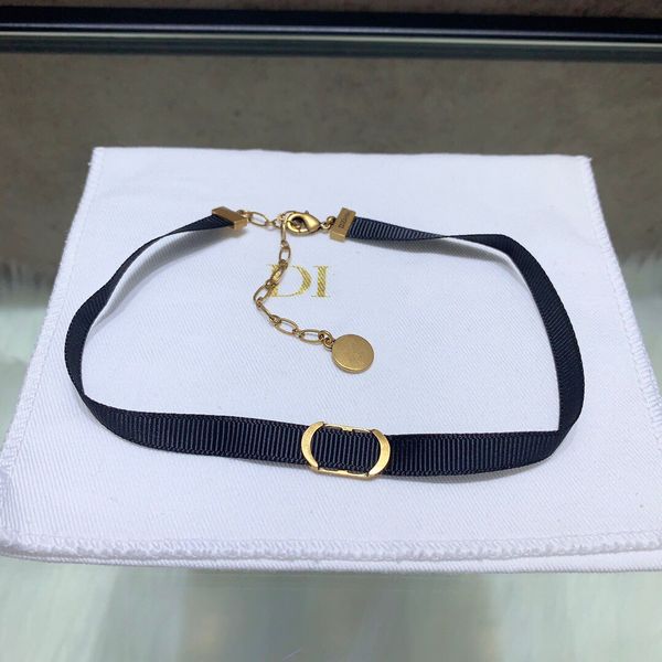 

dio/christian d / di home letter cd black neck rope necklace female geometric collar simple jewelry, Red;brown