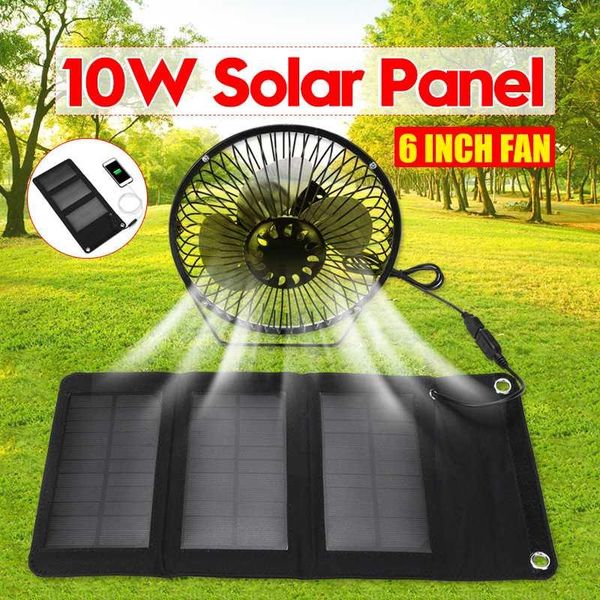 

5.5v solar powered panel iron fan for home office outdoor traveling fishing 6 inch usb cooling ventilation power bank electric fans