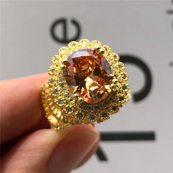 

wedding rings luxury female big red yellow purple ring vintage crystal gold color finger fashion promise engagement, Slivery;golden
